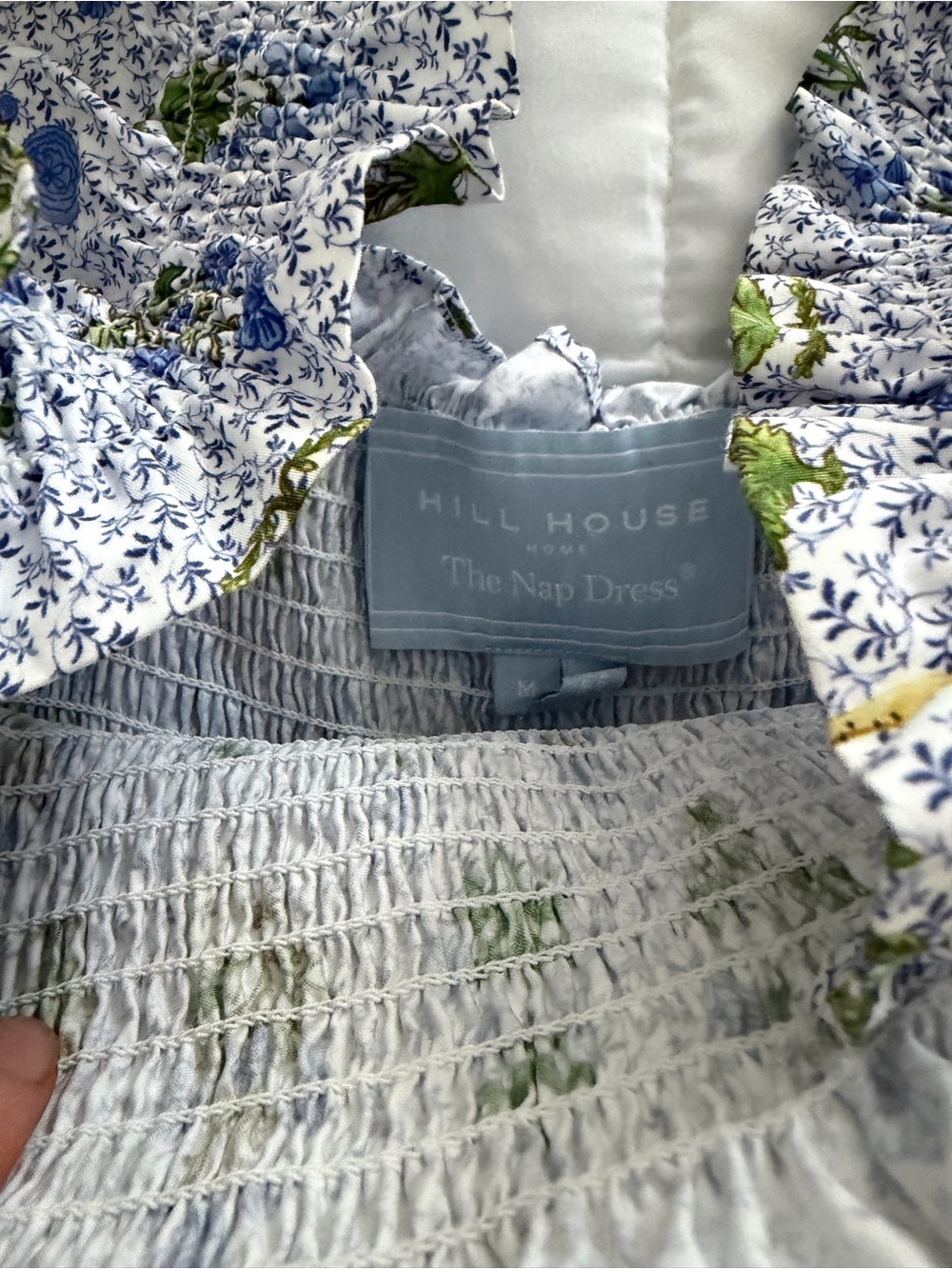 Hill House Light Blue Floral Smocked Square-Neck Mini Dress - Picture 4 of 7